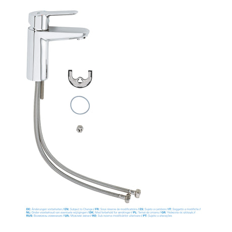 Mitigeur lavabo Grohe, type robinet, couleur chrome, avec flexibles et accessoires