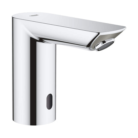 Mitigeur automatique Grohe pour lavabo, couleur chrome, design moderne.