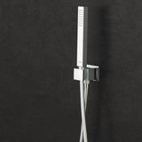 Douchette Grohe, pommeau de douche carré, couleur chromée, fixée sur mur noir