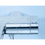 Mitigeur thermostatique Grohe, robinet de douche chromé avec marquage Eco, couleur argenté