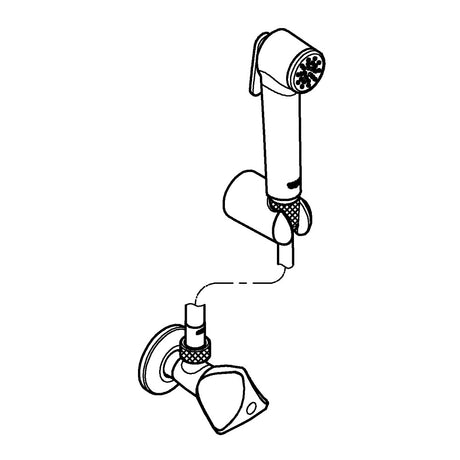 Douchette Grohe, accessoire sanitaire, type blanc, schéma de montage mural.