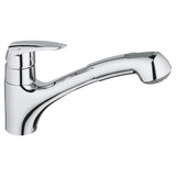 Mitigeur de cuisine Grohe, robinet chromé avec douchette extractible, couleur argenté