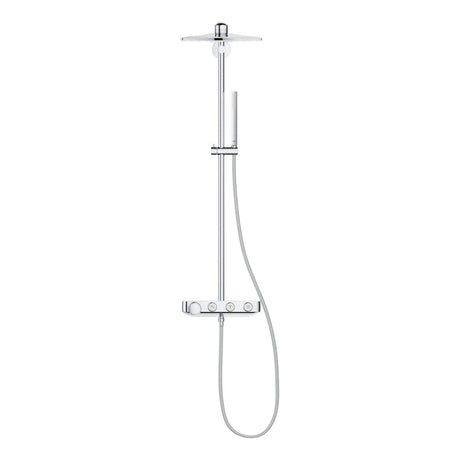 Colonne de douche Grohe, type thermostatique, couleur chromé, design moderne.