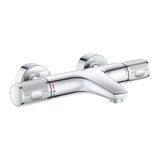 Mitigeur thermostatique de bain Grohe, chromé, design moderne mural, deux poignées