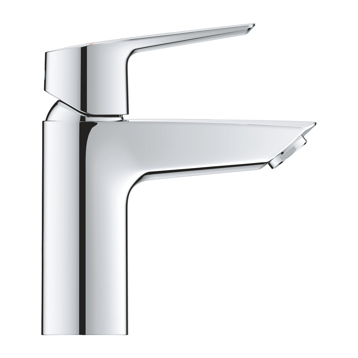 Mitigeur chromé Grohe, robinet de lavabo moderne en finition argentée brillante