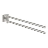 Porte-serviettes Grohe, porte-serviettes mural, inox brossé, double barre, salle de bain