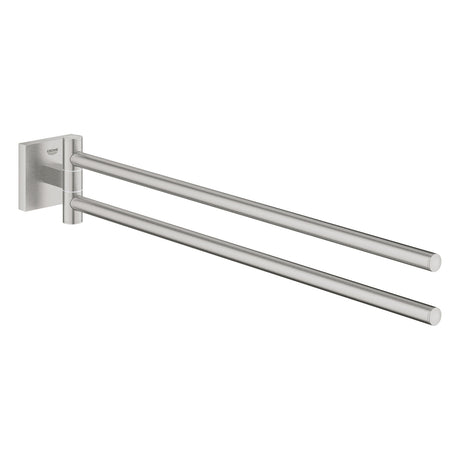 Porte-serviettes Grohe, porte-serviettes mural, inox brossé, double barre, salle de bain