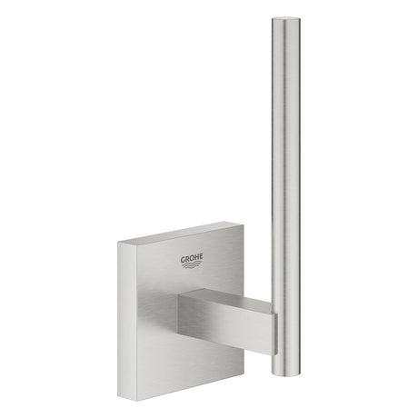 Porte-rouleau papier toilette Grohe mural en inox brossé, couleur argentée.
