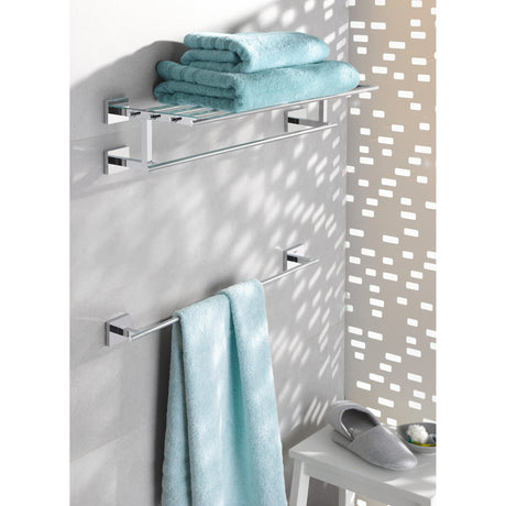Porte-serviettes chromé Bathlife, accessoire salle de bain mural, couleur argentée.