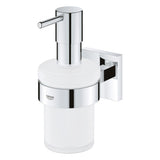 Distributeur de savon mural Grohe, couleur chrome et blanc, accessoire salle de bain