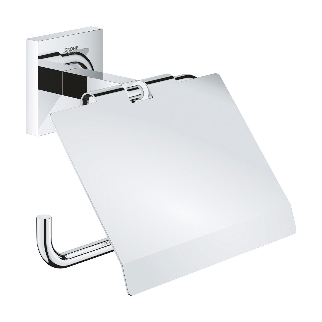 Porte-papier toilette Grohe chromé mural, accessoire sanitaire moderne argenté