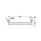 Schéma porte-serviettes Grohe, accessoire salle de bain, couleur chrome, dimensions indiquées