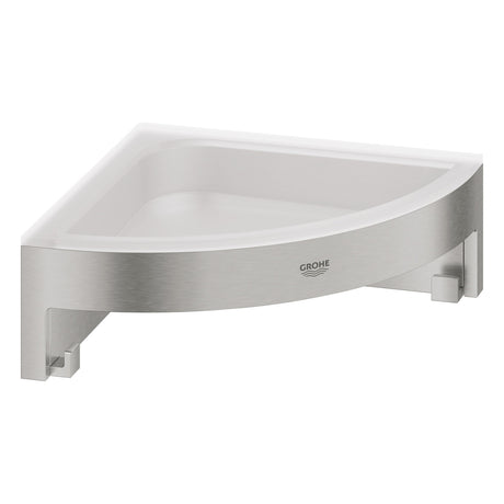 Étagère d’angle Grohe, accessoire de salle de bain, inox brossé argenté