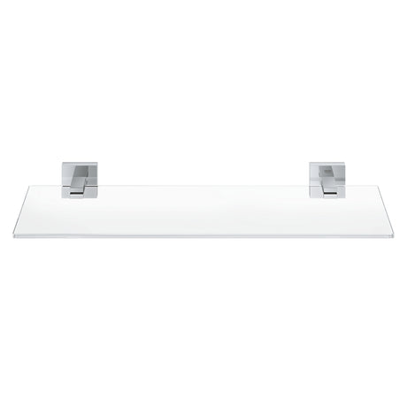 Étagère murale Grohe, accessoire salle de bain en verre transparent et supports chromés.