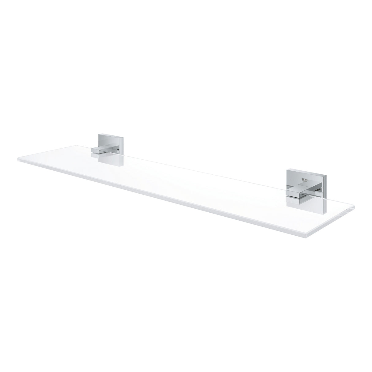 Étagère murale Grohe en verre transparent et supports chromés, accessoire salle de bain