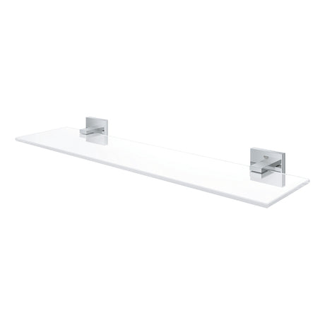 Étagère murale Grohe en verre transparent et supports chromés, accessoire salle de bain