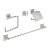 Set d'accessoires salle de bain Grohe, inox brossé, porte-serviettes, porte-papier, crochet mural.