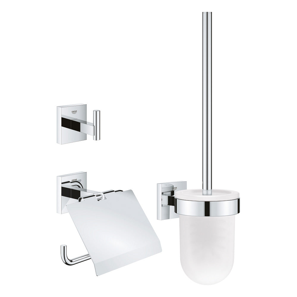 Set d'accessoires salle de bain Grohe, chromé, porte-brosse, porte-serviette et porte-papier
