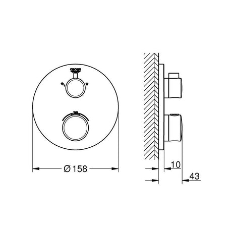 GROHE Mitigeur de douche thermostatique Grohtherm 2 sorties avec inverseur - Mister PRO