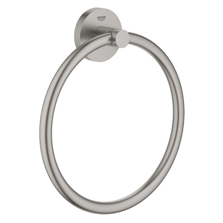 Porte-serviettes anneau Grohe en acier inoxydable, accessoire de salle de bain gris brossé