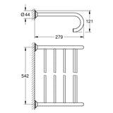 Barre porte-serviettes Grohe, accessoire salle de bain, chrome, dimensions indiquées