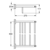 porte-serviettes Grohe, accessoire salle de bain mural chromé, schéma dimensions