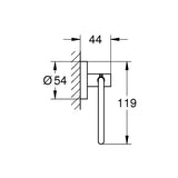 Mitigeur Grohe, robinet de salle de bain chromé, schéma dimensions en millimètres