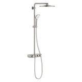 Colonne de douche Grohe, mitigeur thermostatique, couleur acier brossé.
