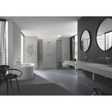 Salle de bain moderne avec colonne de douche Grohe, couleur grise, design épuré