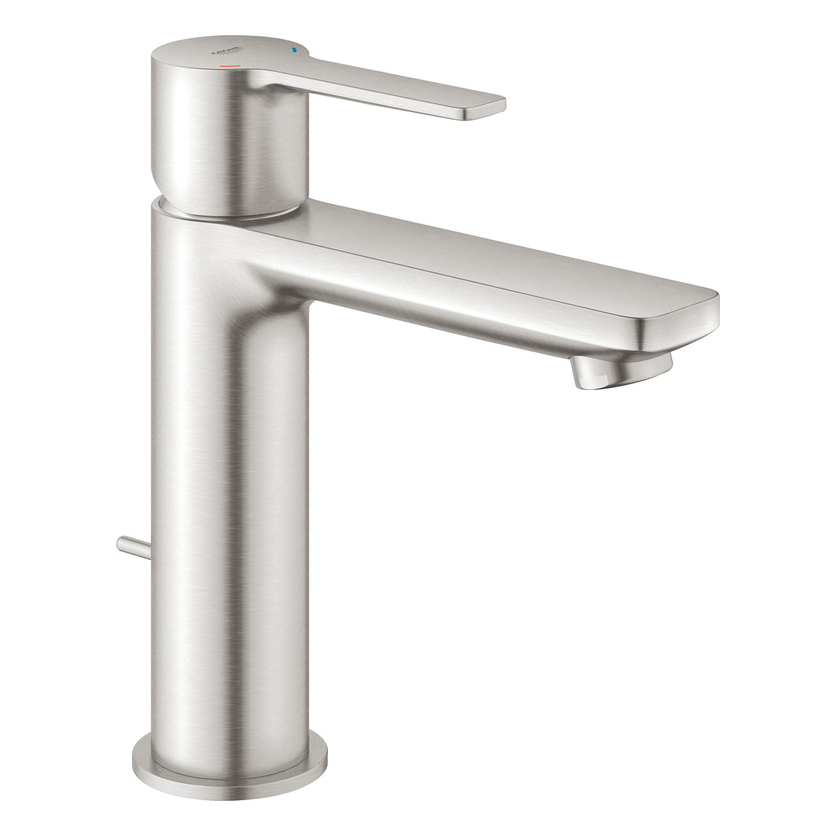 Mitigeur de lavabo Grohe, robinet salle de bain couleur inox brossé.