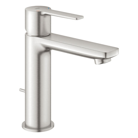 Mitigeur de lavabo Grohe, robinet salle de bain couleur inox brossé.