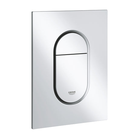 Plaque de commande Grohe, type WC, couleur chromée.