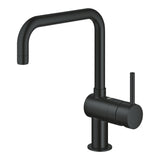 Mitigeur Grohe, robinet de cuisine noir, design moderne, bec pivotant.