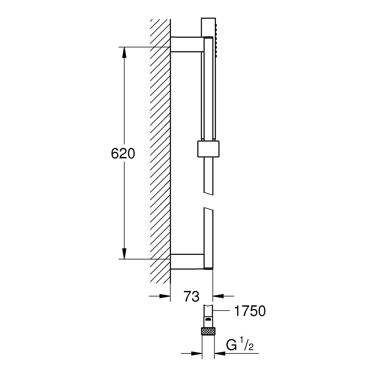 GROHE Barre de douche 60cm avec douchette Cube Stick 1 jet