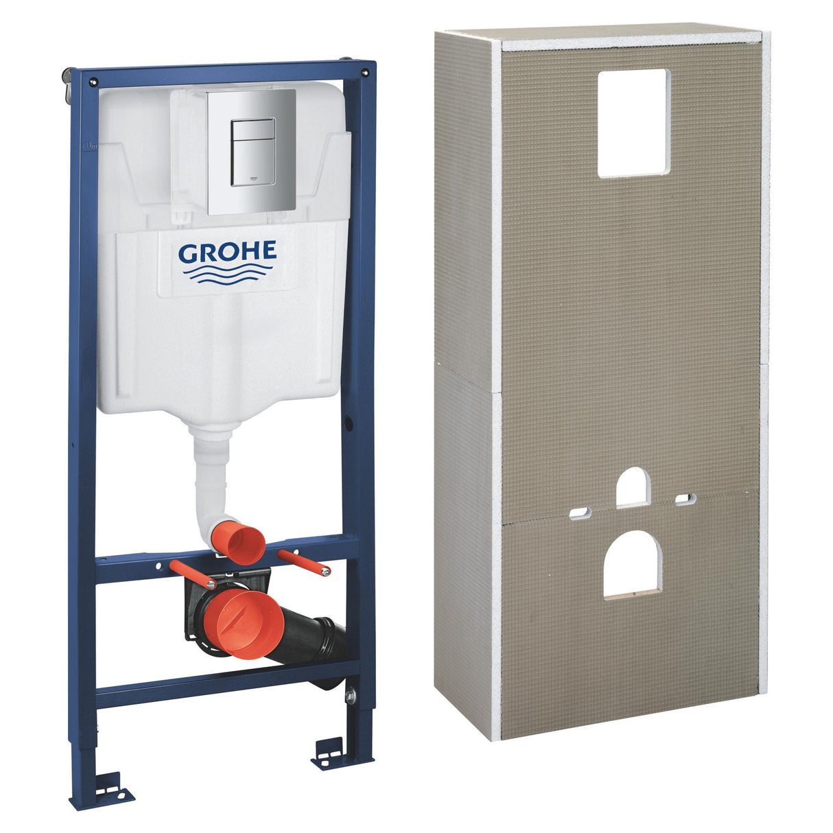 GROHE Pack bâti-support WC Solido Rapid SL avec habillage prêt à carreler et plaque de commande Even
