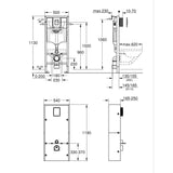 GROHE Pack bâti-support WC Solido Rapid SL avec habillage prêt à carreler et plaque de commande Even