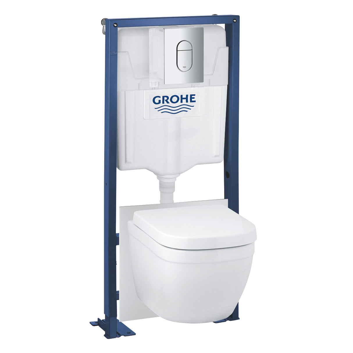 Bâti-support WC suspendu Grohe blanc avec réservoir et bouton de chasse chromé