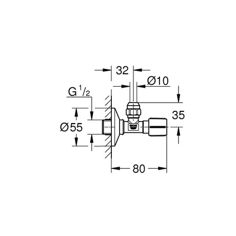GROHE Robinet d'arrêt équerre 1/2 Nickel - 22037BE0 - Mister PRO