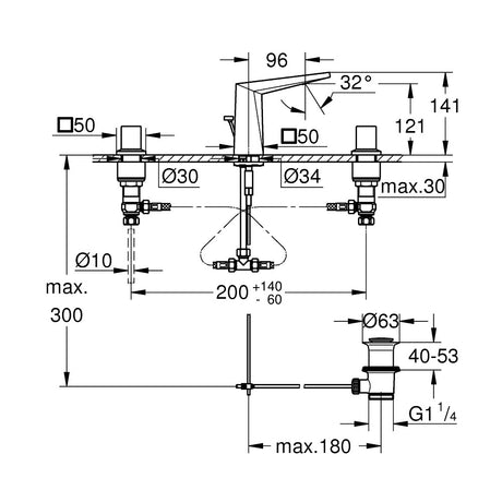 GROHE Allure Brilliant Mélangeur Lavabo 3 trous Taille S Chromé 20342000 - Mister PRO