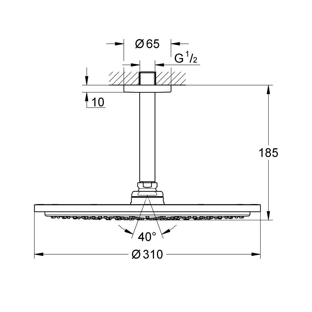 GROHE Douche de tête et bras plafond 142mm 1J Rainshower Cosmopolitan 310