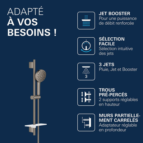 GROHE Ensemble de douche 3 jets Vitalio Joy+ 120 - Mister PRO