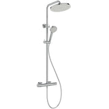 Colonne de douche Ø26cm hauteur ajustable CERATHERM T25 Chrome et blanc