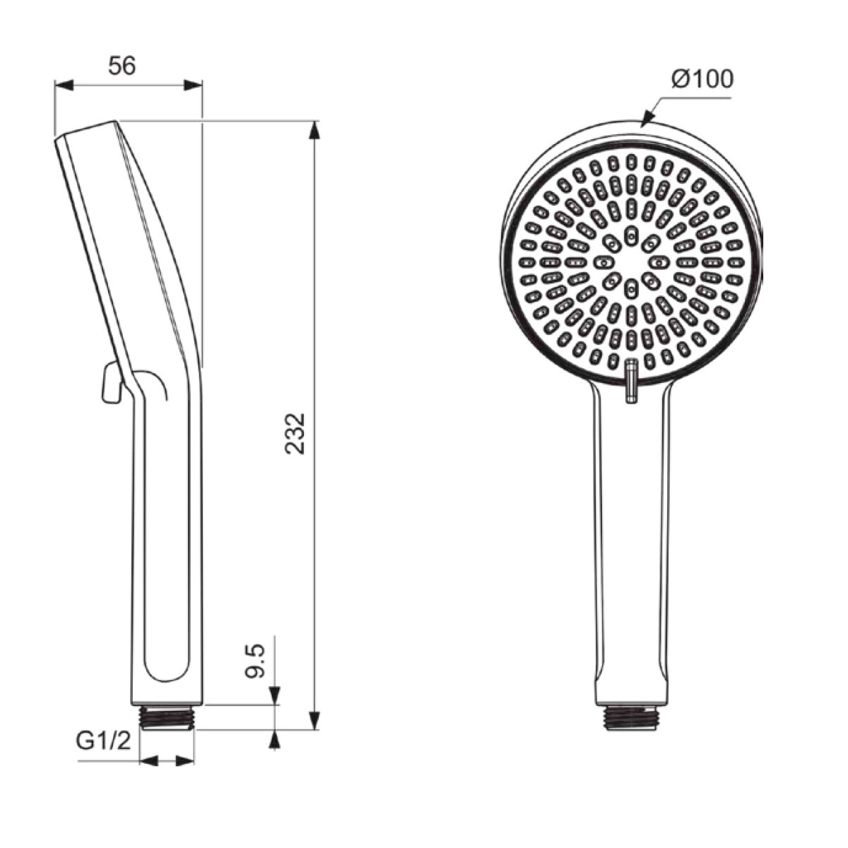 Douchette Ø10cm 2 jets IDEALRAIN ALU+ Chrome et noire
