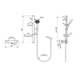 Set de douche avec mitigeur thermostatique, barre 60cm et douchette Ø10cm 2 jets CERATHERM ALU+
