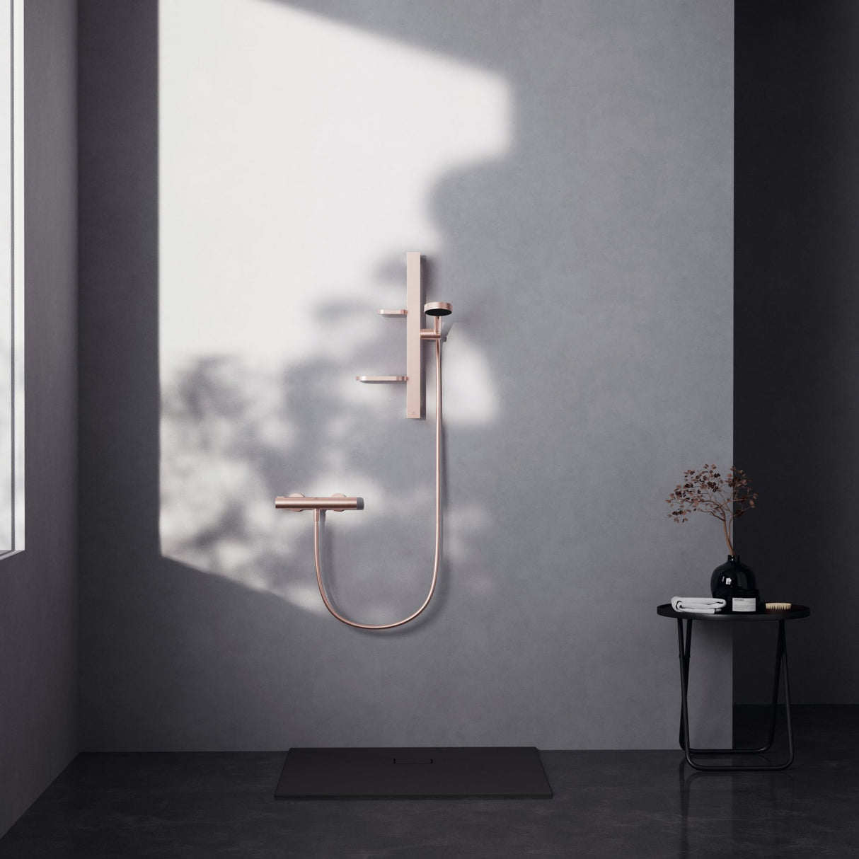 Set de douche avec mitigeur thermostatique, barre 60cm et douchette Ø10cm 2 jets CERATHERM ALU+