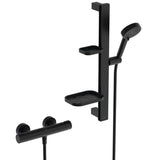 Set de douche avec mitigeur thermostatique, barre 60cm et douchette Ø10cm 2 jets CERATHERM ALU+