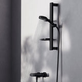 Set de douche avec mitigeur thermostatique, barre 60cm et douchette Ø10cm 2 jets CERATHERM ALU+