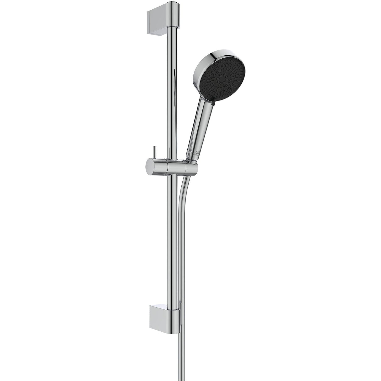 Set de douche avec barre 60cm et douchette Ø10 2 jets IDEALRAIN ALU+ chrome et noir
