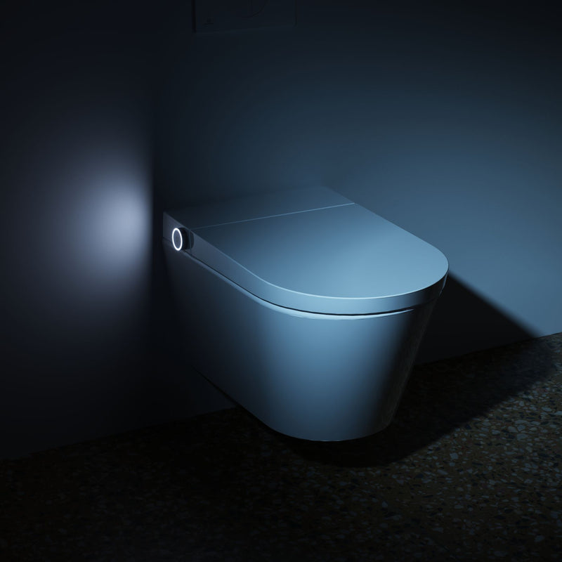 Cuvette suspendue wc lavant japonais i.life E carénée avec abattant blanc - Mister PRO