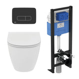 Idéal Standard - Pack WC suspendu i.life O slim + bâti support autoportant et plaque de commande